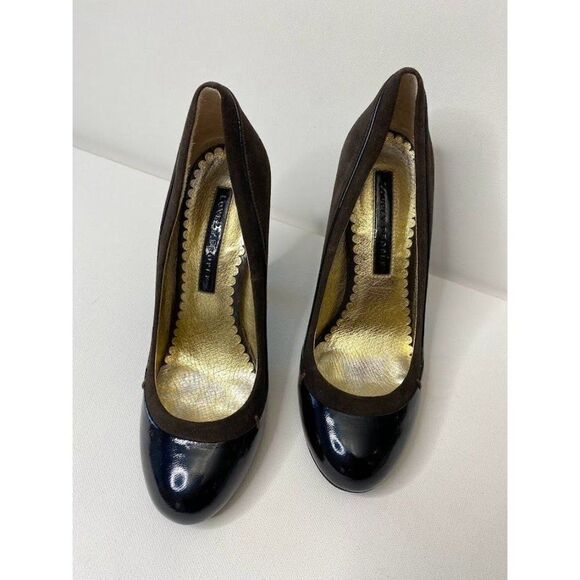 LOVELY PEOPLE Brown Pumps Sz 8 Suede Patent - Picture 7 of 7